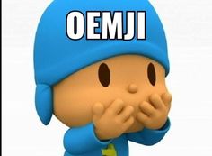 an image of a cartoon character with the words oemj in front of him