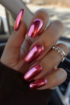 50 Glamorous Chrome Nails Designs For a Shinning 2024 - Latest & Trendy Nail Designs Chrome Nail Colors, Chrome Nail Designs, Purple Chrome Nails, Nail Art Stencils, Trendy Nail Designs, Pink Chrome Nails, Chrome Nail Art, Chrome Nails Designs, Sassy Nails