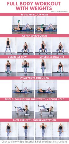 the full body workout for women is shown with instructions to do it in this video