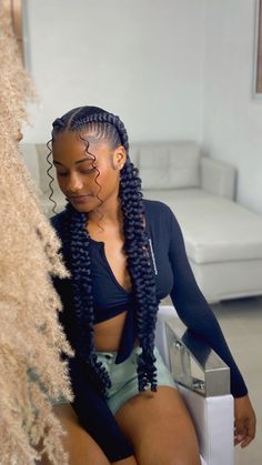 Color Braided Hairstyles, Hairstyles For Black Women Color, Twist Braided Hairstyles, Hairstyles For Black Women Twist, Hairstyles For Black Women Updo, Hairstyles For Black Women Quick, Black Women Updo, Scarf Braid, Long Braided Hairstyles