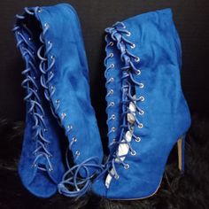 Size 6 (Brand New) Size 7 (Worn Once For Photoshoot) Knee Length Boots, Lace Up Boots, Shoe Laces, Knee Length, Color Blue, Size 7, Lace Up, Size 6, Women Shoes