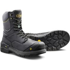 Terra Men's Gantry 8" Nano Composite Toe Waterproof Safety Work Boot -Black- 4NRQBK On Sale Now! This Item Ships FREE! Born from a need for 360 degrees of abrasion protection when there’s zero room for compromise, the Gantry is engineered to endure. Every inch has been designed to fend off the constant barrage of scrapes from heavy work—from the burly toe bumper to the TecTuff™ vamp. Under foot, the Vibram® FIRE ICE™ outsole provides superior traction and performance in high heat and sub-zero te Black Impact Resistant Winter Boots, Black Impact-resistant Winter Boots, Black Shock Resistant Work Boots For Outdoor, Shock Resistant Black Work Boots For Outdoor, Black Waterproof Boots With Protective Metal Feet For Safety, Black Rugged Work Boots With Shock Resistance, Rugged Black Shock Resistant Work Boots, Black Work Boots With Protective Metal Feet, Black Safety Boots With Protective Metal Feet