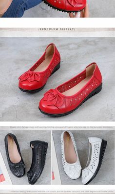 These women's loafers are a unique twist on the present-day style footwear. These loafers are made with shallow fashion element and its design says everything. The loafers actually go a long way in adding a conspicuous element to your look. This jaw-droppingly pretty loafers comes in an elegant round toe shape and butterfly-knot design.

Specifications
Brand Name: GeraldBlack
Flats Type: Loafers
Upper Material: GENUINE LEATHER
Upper-Genuine Leather Type: Cow Leather
Outsole Material: Rubber
Clos Non-slip Black Flats, Black Leather-lined Slip-on Flats, Slip-on Flats With Red Sole And Round Toe, Black Non-slip Synthetic Flats, Red Shoes Flat Womens 5/38, Butterfly Knot, Red Flats, Red Sandals, Casual Flat Shoes