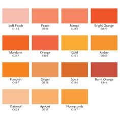 an orange color chart with different shades