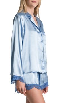 Women’s Pyjamas, Sleepwear Ideas, Lace Trim Long Sleeve, Rosie Huntington Whiteley Style, Shorts Pajamas, In Bloom By Jonquil, Bridal Pajamas, Satin Nightwear, Silk Pajamas Women