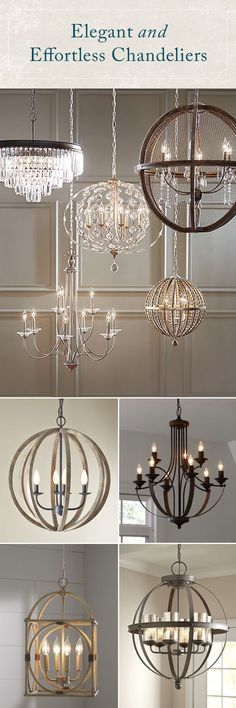 the chandelier is hanging in different styles and colors