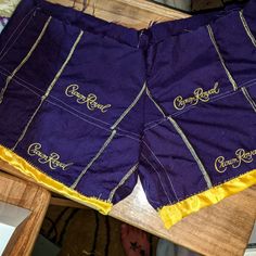 Crown Royal Shorts Made From Crown Royal Bags Crown Royal Gift Bags, Crown Royal Bags Ideas, Crown Royal Crafts, Crown Royal Quilt, Crown Royal Bags, Royal Costume, Bags Ideas, Crown Royal, The Crown