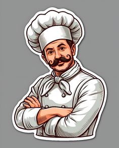 a sticker of a chef with his arms crossed