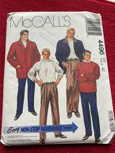 an old sewing pattern for men's pants and sweaters from the 1970's