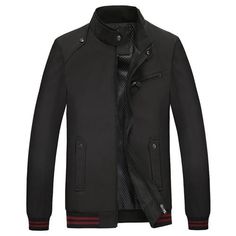 classic fashion casual zipper jacket Casual Long Sleeve Biker Jacket With Zip Fly, Cotton Outerwear With Stand Collar And Zipper Closure, Cotton Outerwear With Zipper And Stand Collar, Casual Biker Jacket With Zip Fly For Outdoor, Casual Outdoor Biker Jacket With Zipper, Casual Long Sleeve Biker Jacket For Outdoor, Black Cotton Biker Jacket For Winter, Casual Cotton Windbreaker With Stand Collar, Casual Cotton Track Jacket With Zipper Closure