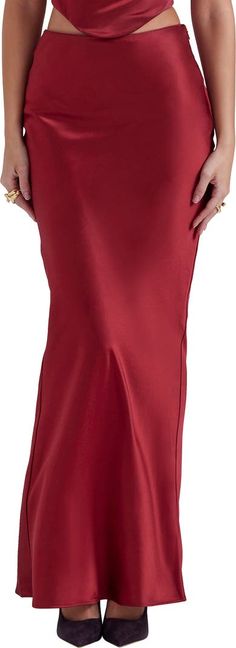 HOUSE OF CB Sydel Bias Cut Satin Maxi Skirt | Nordstrom Cozy Sweater Outfits, Red Long Skirt, Cute Sweater Outfits, Satin Maxi Skirt, Maternity Coat, Red Maxi, Red Skirt, Petite Skirt, Satin Maxi