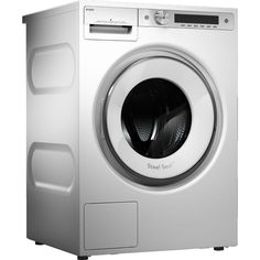 a white washing machine with the door open