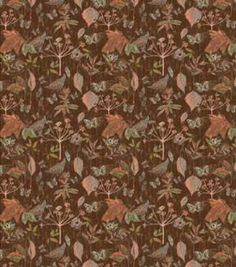 a brown and green wallpaper with many leaves on it's sides, all in different colors