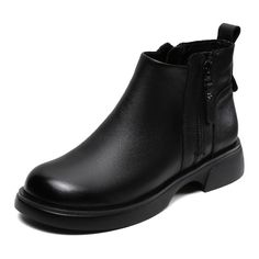 Gender: Women Item Type: Boots Main Material: Cow Leather Style: Casual, Classic, Retro Season: Spring, Autumn Heel Type: Flat Outsole Material: Rubber Heel Height: Low Heel (1-3 cm) Size Length cm inch 35 22.5 8.86 36 23 9.06 37 23.5 9.25 38 24 9.45 39 24.5 9.65 40 25 9.84 Brown Ankle Boots, Pig Skin, Shoe Size Conversion, Leather Zipper, Rubber Heels, Womens Boots Ankle, Boots For Sale, Black Ankle Boots, Shoe Box