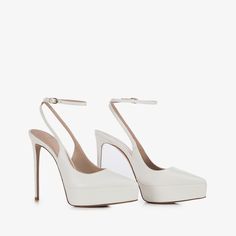 Paper white leather platform slingback - Le Silla How To Clean Crystals, Bridal Bag, Platform Flats, Mid Heel Sandals, Cream Shoes, The Boutique, Boots And Sneakers, Mid Heel, Nappa Leather