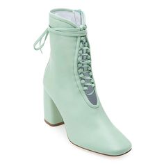 (1) BellaDonna Mint Green Nappa Leather Designer Boot with Lambskin Leather Lining Color Boots, Snake Leather, How To Stretch Boots, Block Heel Boots, Leather Block Heels, Chunky Boots, Thick Heels, Designer Boots, Green Leather