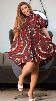 Short Flare Gown Styles, Ankara Flare Gown Styles, Ankara Flare Gown, Damask Styles, Ankara Short Flare Gowns, Flare Gown Styles, Ankara Dress Designs, Stylish Naija