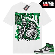 "Lucky Green 1s Jordan matching shirt by Sneaker Match Tees brand. Official Sneaker Match Tees shirt designed to match the Jordan 1 \"Lucky Green\" retro sneakers. *Sneakers are for matching purposes only, NOT included in the sale* True to size Men's shirt 100% Soft Cotton Regular Fit" Lucky Green Jordan 1, Legend Blue 11, Bred 11, Green Jordans, Sneaker Match Tees, Green Retro, Lucky Green, Sneaker Tee, Green Sneakers