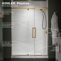 an image of a bathroom with shower doors labeled