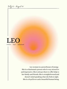 an orange and pink poster with the words leo on it