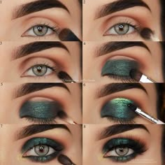 Green Eyeshadow For Brown Eyes, Green Eyeshadow Look, Makeup Everyday, Tutorial Eyeshadow, Natural Beauty Secrets, Eyeshadow For Brown Eyes, Simple Eye