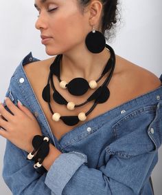 Leather detailed hand made jewelry set Black Handmade Jewelry For Everyday, Handmade Black Jewelry For Everyday, Handmade Black Everyday Jewelry, Adjustable Black Festival Jewelry, Bohemian Black Jewelry For Everyday, Bohemian Black Jewelry For Festivals, Unique Black Choker Jewelry, Minimalist Black Jewelry For Festivals, Black Everyday Choker Jewelry