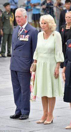 Prince Charles and Camilla pause for a moment of silence during a memorial event at the Ce... Queen Camilla, Camilla Parker Bowles, Princess Elizabeth