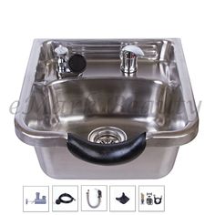 stainless steel kitchen sink with faucet and soap dispenser in center