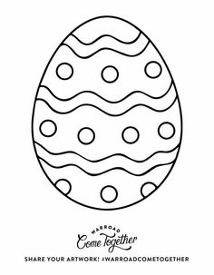 an easter egg coloring page with the words, share your artwork / wardoad together