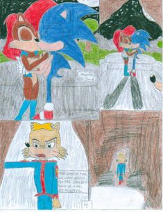 a drawing of sonic the hedgehog and his friends