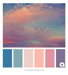 the sky is filled with pink and blue hues, while the clouds are white