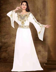 Kaftan Moroccan Caftan, Embroidered Hijab, Crystals Decor, Patiyala Dress, Pattern Sleeve, Golden Embroidery, Moroccan Caftan, Abaya Dress, Anarkali Dress