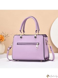 Bird in Bag - Exquisite 2023 Womens Tote Bag featuring a Stylish Ball Pendant, Versatile Design as a Casual Shoulder Bag and Crossbody Bag Purple Large Capacity Double Handle Satchel, Chic Purple Office Bag, Purple Satchel Shoulder Bag For Office, Purple Office Crossbody Shoulder Bag, Purple Top Handle Bag For Office, Purple Shoulder Bag For Office, Purple Top Handle Shoulder Bag For Office, Purple Box Bag With Detachable Handle, Purple Office Bag With Detachable Handle