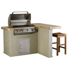 an outdoor bbq with a counter top and grill on the back side, isolated against a white background