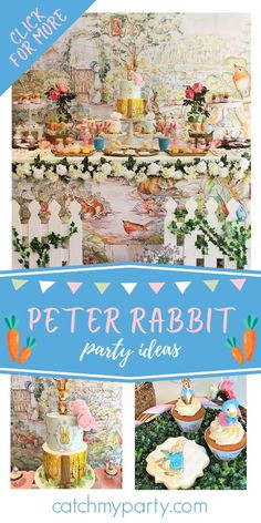 Feast your eyes on this gorgeous Peter Rabbit birthday party! The birthday cake is a work of art! ​ ​See more party ideas and share yours at CatchMyParty.com