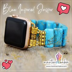 Blue Imperial Jasper Apple Watch Bracelet Evil Eye Apple Watch Band, Apple Watch Bracelet, Watch Bracelets, Apple Watch Bracelets, Crystal Power, Imperial Jasper, Watch Bracelet, Throat Chakra, Chakra Stones