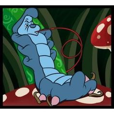 a cartoon character is lying on the ground with a rope in his hand and holding onto a mushroom