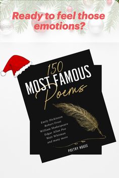 the book cover for 50 most famous christmas stories, with a santa hat on top