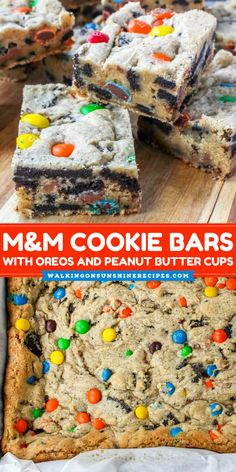 Irresistible M&M cookie bars with Oreos and peanut butter cups! Soft, chewy, and loaded with chocolatey goodness. Impressive Christmas Dessert, M M Cookie Bars, Candy Bar Cookies, Peanut Butter Candy, M M Cookies, Chocolate Sandwich, Chocolate Sandwich Cookies, Easy Homemade Recipes