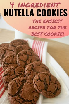 chocolate nutella cookies on a white plate