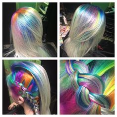 Rainbow Roots - so many looks! by laushairstylist You can follow me at @JayneKitsch Rainbow Roots, Siren Song, Blue Electric, Bright Hair, Funky Hairstyles, Colorful Hair, Colored Hair