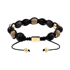 As Spotted on Leonardo DiCaprio! Expertly hand-crafted from high quality matte black beads and accented with our signature gold cz diamonds pave´ beads, this bracelet is an instant classic, stating you have arrived like no other accessory. This exclusive Forziani design was chosen by Leonardo DiCaprio. Matte Black Onyx is a great grounding stone. It is believed to help eliminate negative thinking and inspires inner strength and provides balance, clarity and focus in thoughts. Healing Powers - Go Luxury Beaded Bracelet For Gift, Luxury Beaded Bracelet Gift, Luxury Gemstone Beaded Bracelets As Gift, Luxury Adjustable Gemstone Beaded Bracelets, Luxury Adjustable Gemstone Beads Jewelry, Luxury Hand-strung Round Bracelet, Luxury Beaded Bracelets With Natural Stones, Luxury Round Gemstone Bead Bracelets, Luxury Bracelet With Stones As Gift