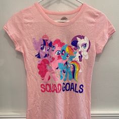 Brand New Condition, Never Been Worn! This Adorable My Little Pony T-Shirt Includes All Your Favorite Characters Mlp Shirt, My Little Pony Bag, Cute Multicolor Unicorn Print T-shirt, Fun Short Sleeve T-shirt With Unicorn Print, Pink Cotton T-shirt With Unicorn Print, Kids Shirts, My Little Pony, Kids Shop, Shirts Tops