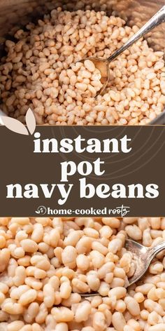 instant pot navy beans recipe with text overlay