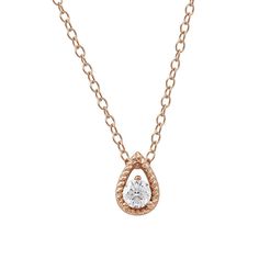 Ready for any occasion, this De Couer pendant necklace showcases a dazzling 1/5 carat diamond solitaire wrapped in a teardrop-shaped twisted border. Ready for any occasion, this DeCouer pendant necklace showcases a dazzling 1/5 carat diamond solitaire wrapped in a teardrop-shaped twisted border. NECKLACE DETAILS Pendant size: 9.1 mm x 6.1 mm Length: 18 in. Chain type: cable Clasp: spring-ring Metal: sterling silver Finish: polished Packaging: boxedDIAMOND DETAILS Total weight: 1/5 ct. Color grad Teardrop Single Diamond Necklace For Anniversary, Rose Gold Teardrop Jewelry With Single Diamond, Fine Jewelry Rose Gold Teardrop Diamond Necklace, Teardrop Pendant Diamond Necklace For Anniversary, Teardrop Diamond Necklace For Anniversary, Rose Gold Teardrop Diamond Necklace Fine Jewelry, Rose Gold Diamond Teardrop Necklace, Diamond Solitaire Teardrop Necklace, Teardrop Solitaire Necklace With Diamond Accents