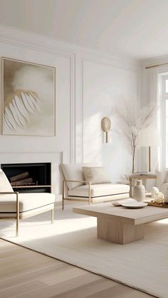 Off White Interior Design, White On White Interiors, White Walls Living Room Modern, All White Interiors, Elegant Interior Design Luxury Living, Elegant Apartment Decor Living Room, Casual Elegant Living Room, White Home Decor Living Rooms, Decor Home Living Room Modern