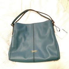 Nwt Beautiful Teal/Turquoise Color Leather Blue Crossbody Hobo Bag For Errands, Chic Turquoise Rectangular Shoulder Bag, Turquoise Everyday Bag With Adjustable Strap, Everyday Turquoise Bag With Adjustable Strap, Chic Turquoise Shoulder Bag For Shopping, Turquoise Bags With Adjustable Strap For Everyday, Blue Bucket Bags For Errands, Chic Blue Hobo Bag For Errands, Blue Double Handle Hobo Bag For Errands