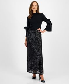 in stock Sparkly Long Skirt, Sequin Skirt Outfit Dressy, Sequin Skirt Outfit, Sequin Maxi Skirt, Maxi Sequin Skirt, Outfits Dressy, Sequin Maxi, Skirt Outfit, Anne Klein