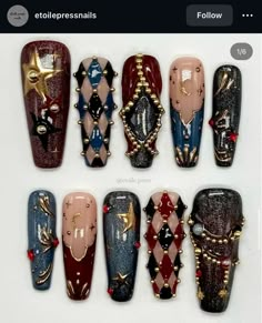 Circus Nails, Aesthetic Aura, Circus Vintage, Fake Nails Designs, Themed Nails, Gothic Nails, Anime Nails, Goth Nails, Grunge Nails