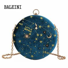 2020Starry sky Circular Fashion Suede Shoulder Bag Chain belt Women's Crossbody Messenger Bags Ladies Purse Female Round Handbag Yennefer Of Vengerberg, Circular Fashion, Quilted Wallet, Ladies Purse, Blue Ivy, Quality Handbags, Shoulder Chain, Crossbody Messenger Bag, 90s Grunge